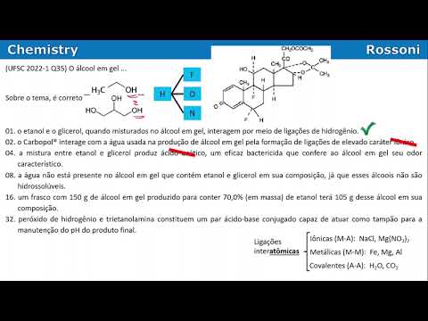 UFSC 2022 verão - Questão 35 - composição do álcool em gel