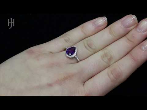 9ct W/G Diamond & Amethyst Ring - Hatton Jewellers London HJ301