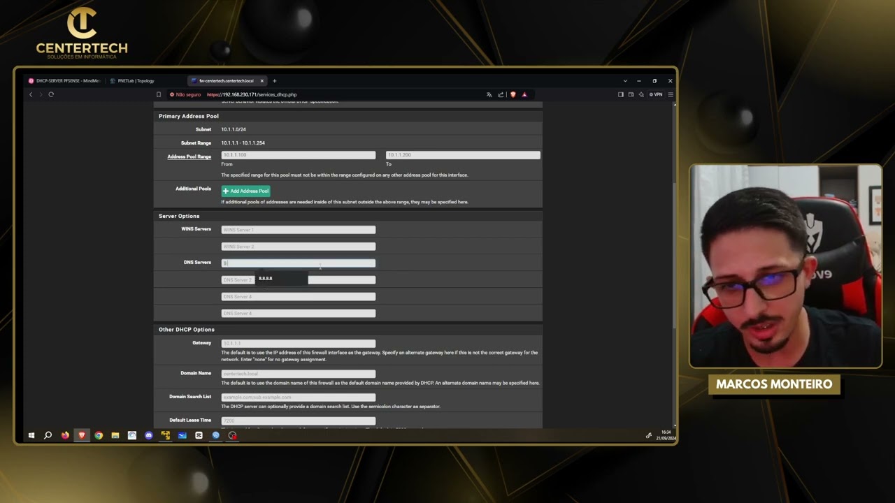 CONFIGURANDO DHCP-SERVER IPV4 NO PFSENSE