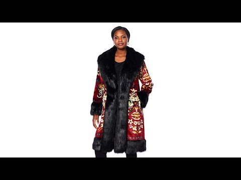 Adrienne Landau – Mantel aus Kunstpelz mit Gobelinmuster