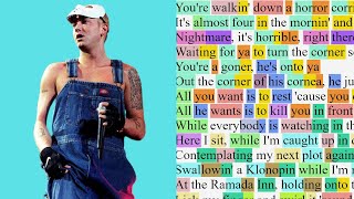 Eminem - 3 a.m (Rhyme Scheme) Highlighted