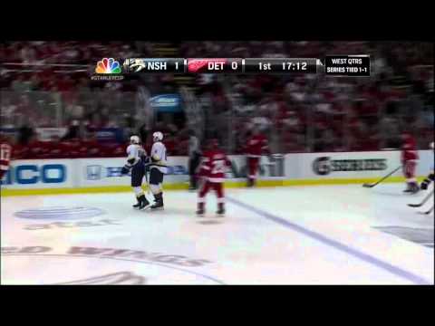 Shea Weber goal. Nashville Predators vs Detroit Red Wings 4/15/12 NHL Hockey