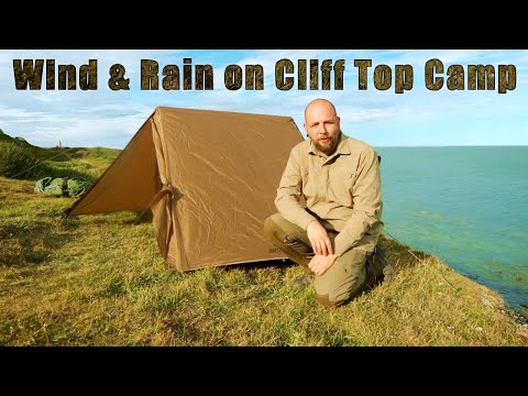 Wild Camping on a Cliff Edge in the Wind & Rain