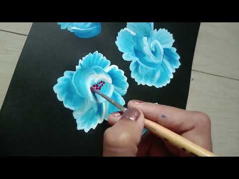 Flower Painting using Brush Strokes 💙 #floral #floralpainting #acrylicpainting #art #colour #paint