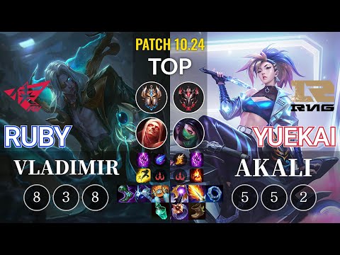 RW Ruby Vladimir vs RNG yuekai Akali Top - KR Patch 10.24