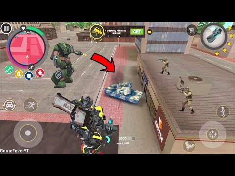 Rope Hero Vice Town (Transformer Monster Truck Fight Tanks) Transformer Truck Stand Up on Building