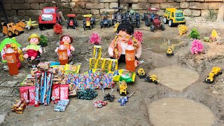 अरे बच्चों हमारे tractor बाजार जा रहे है पारले-जी फ्रूटी जेम्स लेने नदी पार करके !! Vikas toys 111