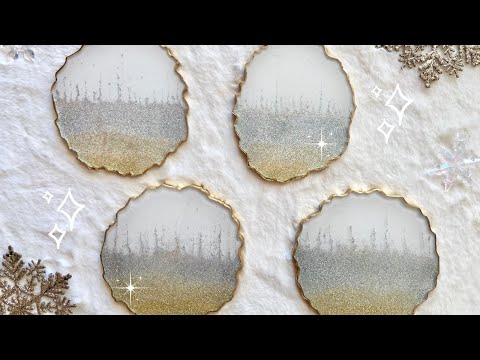 Beautiful Teal Bronze Geode Resin Coasters