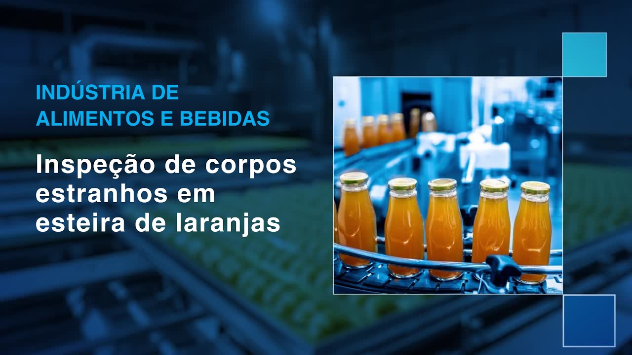 Inspeção de corpos estranhos em esteira de laranjas