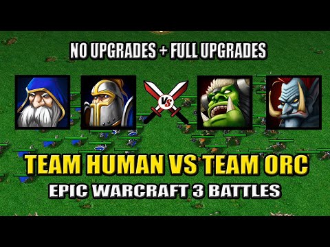Footman/Rifleman vs Grunt/Troll Headhunter (No Upgrades + Full Upgrades) - Warcraft 3