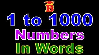 1 to 1000 Numbers in Words