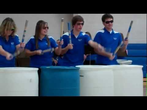 Danville (Iowa) HS Band - Play that Funky Music - Seniors playing barrels - 10-17-11