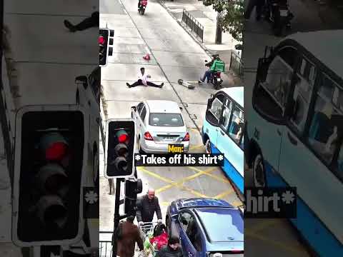 Man Blocking Road Gets Instant Karma