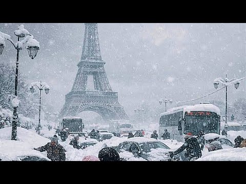 Extreme weather hits France!! Snow in Paris, hundreds of flights canceled
