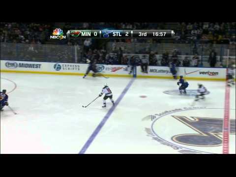 Chris Stewart breakaway on Niklas Backstrom Minnesota Wild vs St. Louis Blues 11/25/13 NHL Hockey.