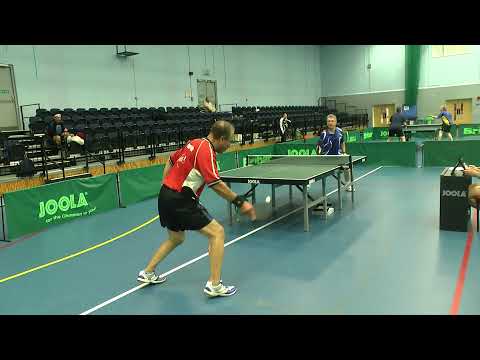 Mark Kinlocke vs Dave Brown, at Hereford 2* Vets table tennis, Nov2021