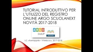 Novità registro Argo Scuolanext 2017 2018