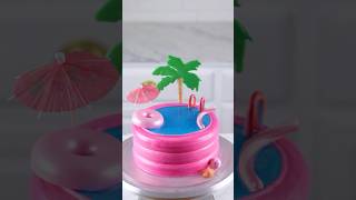 Making a Barbie Pool Cake🌴 #cakedecorating #shorts