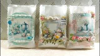 Decorated pages and birds, bags of lace, etsy re-stock #lace #birds #paper bags #handmade