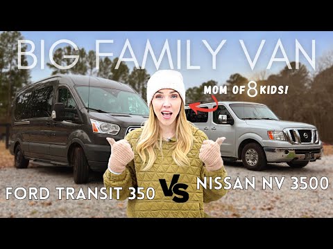 Nissan NV 3500 vs. Ford Transit 350 // Car Review for MOMS! Car Seats, Cupholders, Strollers + More!