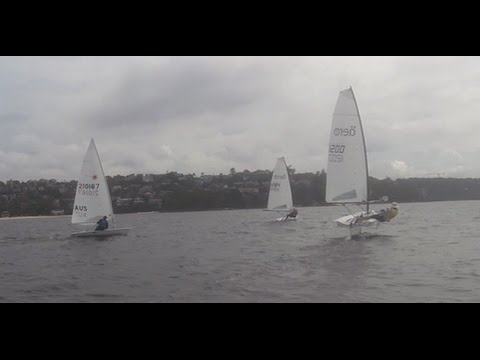 Overtaking Laser and Aero from chase boat