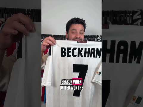 Unboxing the Manchester United 98/99 away shirt, Champions League edition with David Beckham.