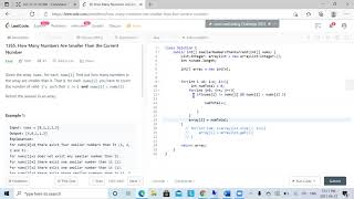Solving how many numbers are smaller than the current number from leetcode