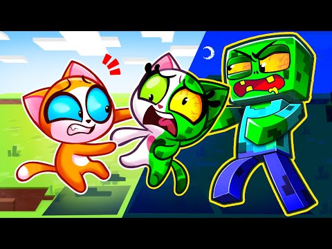 Purr-Purr Stories - Rescue Baby Cat from Zombie! Minecraft Story + More Funny Kids Cartoons by Purr-Purr Stories