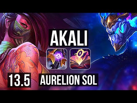 AKALI vs AURELION SOL (MID) | 1/0/8, 600+ games | KR Diamond | 13.5