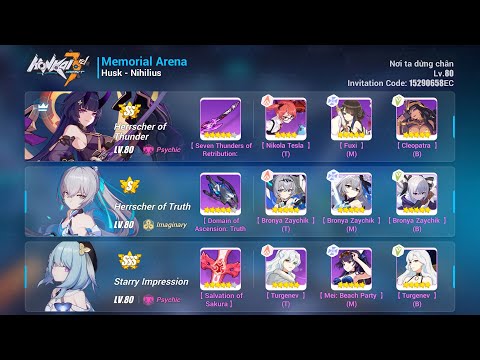 Honkai Impact 3 SEA | Memorial Arena Master | Husk Nihilius 31946 | HoT SI HoTr  & Klein 3*