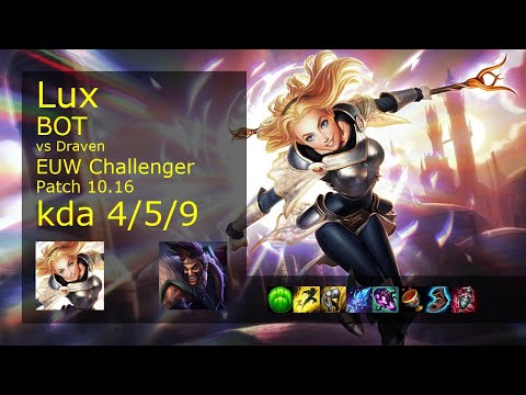 Lux Bot & Sona vs Draven & Leona - EUW Challenger 4/5/9 Patch 10.16 Gameplay