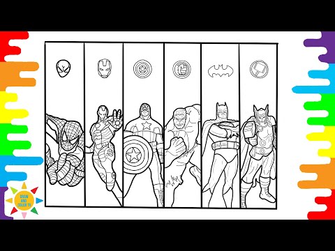 MEGA SPEED AVENGERS Coloring Pages | Spider-Man | Iron-Man | Iron -Man | Hulk | Thor | Batman