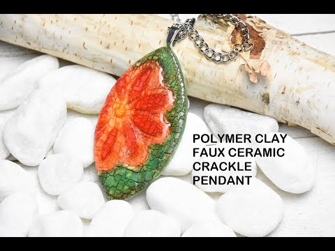 Polymer Clay Faux Ceramic Crackle Pendant