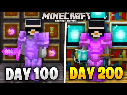 I Survived 200 Days of HARDCORE Minecraft Bedrock...