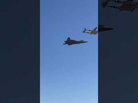 P-38 and F-22 Raptor Heritage Formation Flight at the Capitol City Airshow #planespotting #airshow