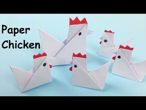 How to Make a Simple Paper Chicken - Easy Tutorials | DIY Fold Yourself a Chicken - Crafts for Kids Video
