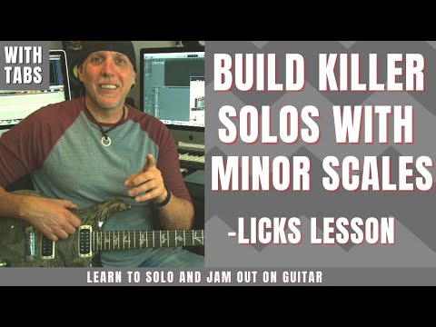 Guitar lesson - Build Killer Licks from Minor Scales - we show u how - EZ!