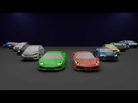 Presentation of my garage of 1 MILION $. Blender low poly cars.