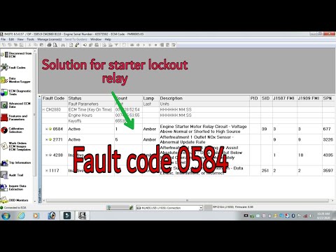 How to solve fault code 0584 starter relay