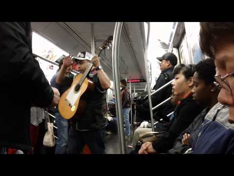 Street musicians jumped on the subway in New York City on 10-22-2013