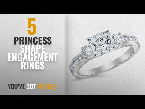 10 Best Princess Shape Engagement Rings: White Gold 3 Stone Channel Set Princess Cut Diamond