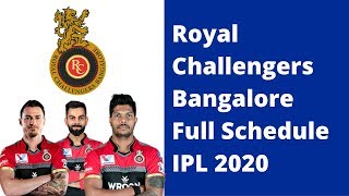 Vivo IPL 2020 Royal Challengers Bangalore Full Schedule | RCB All Matches IPL 2020