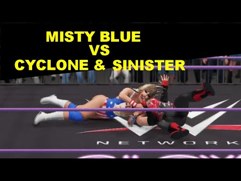 GLOW 1985 Misty Blue vs Cyclone & Sinister - Mixed 2 on 1 Match