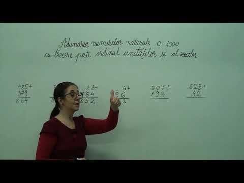 Exerciții cu adunarea numerelor 0-1000 cu trecere peste ordinul unităților și al zecilor