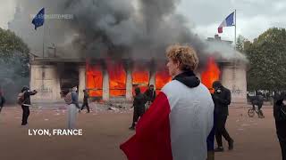 Tourist office burns in Lyon on night of unrest in France