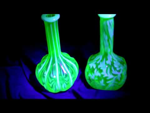 OLD UV GLOWING VASELINE BARBER BOTTLES