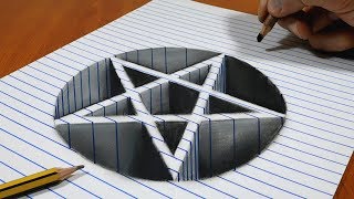 3D Trick Art Hole On Line Paper, Sacred Symbols, Pentagram