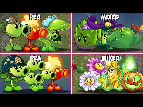 Pvz 2 - Random Pea Teams Vs Mixed Plant Teams vs Zombie Teams - What Team is the best?