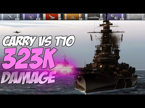 BEST Battleship in the GAME - 7 kills with 323k damage in a Tier X game facing Slava, Musashi, etc.