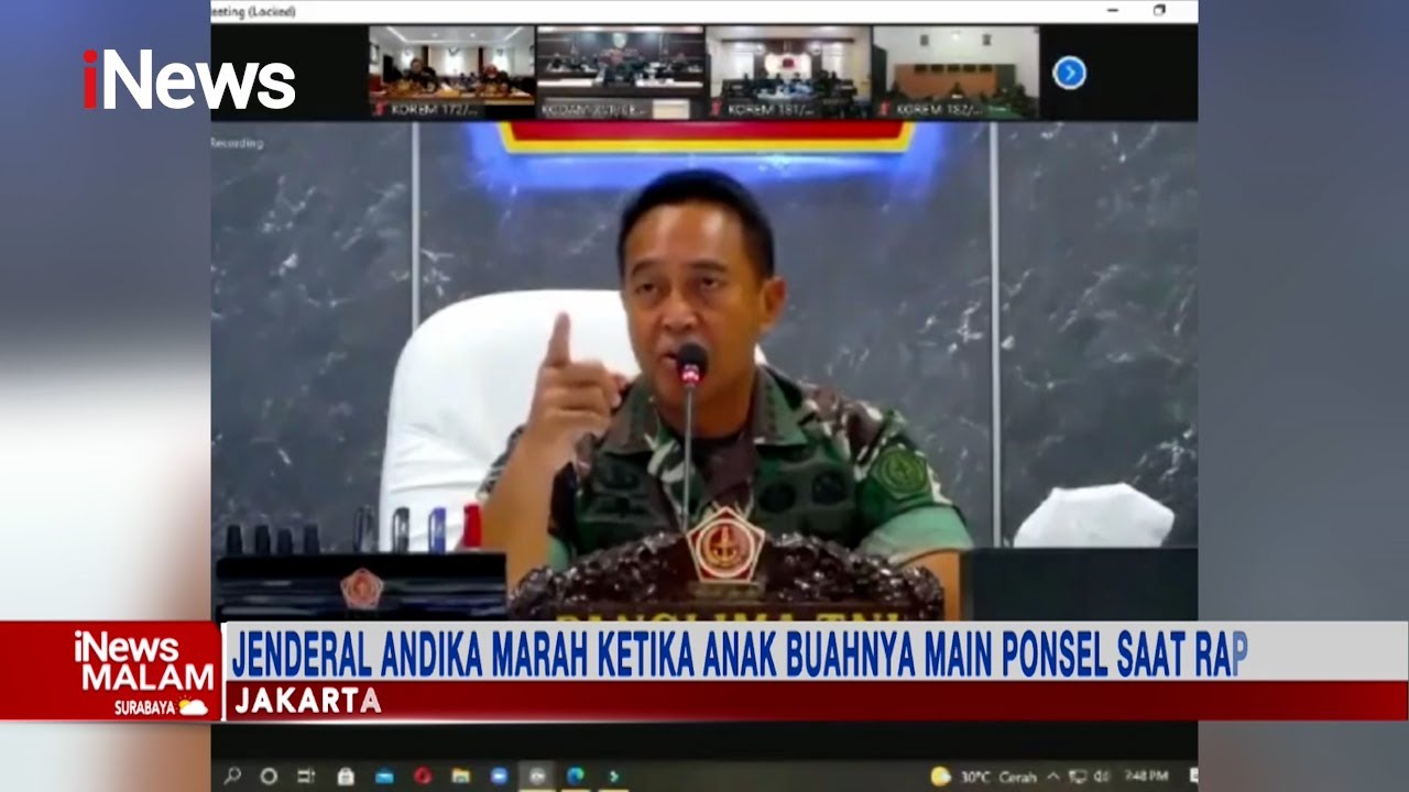 Panglima TNI Marah Saat Anak Buahnya Main Ponsel Saat Rapat #iNewsMalam 03/12
